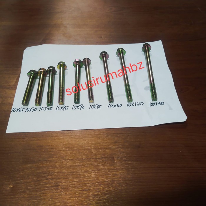 Baut flange bolt baut blok mesin baut blok stang m10 panjang 65-130mm