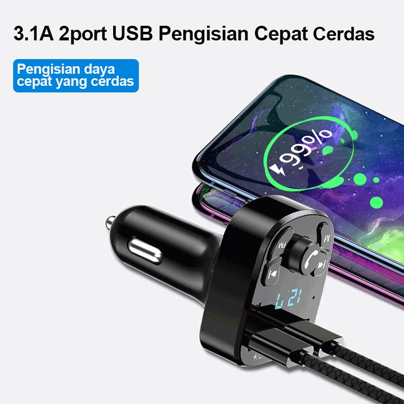 Indoholic Car Charger 2 Port USB Chargers, FM &amp; Bluetooth Transmitters Mobil Dual Port USB + MP3 Player