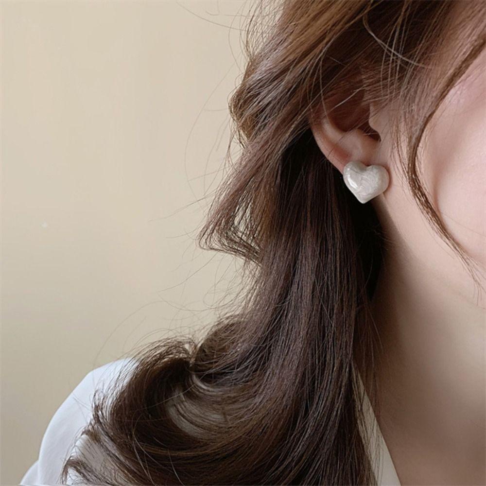 Mxbeauty Anting Gaya Korea Pernikahan Putih Trendi Y2K Elegan Indah Sederhana Anting Hati