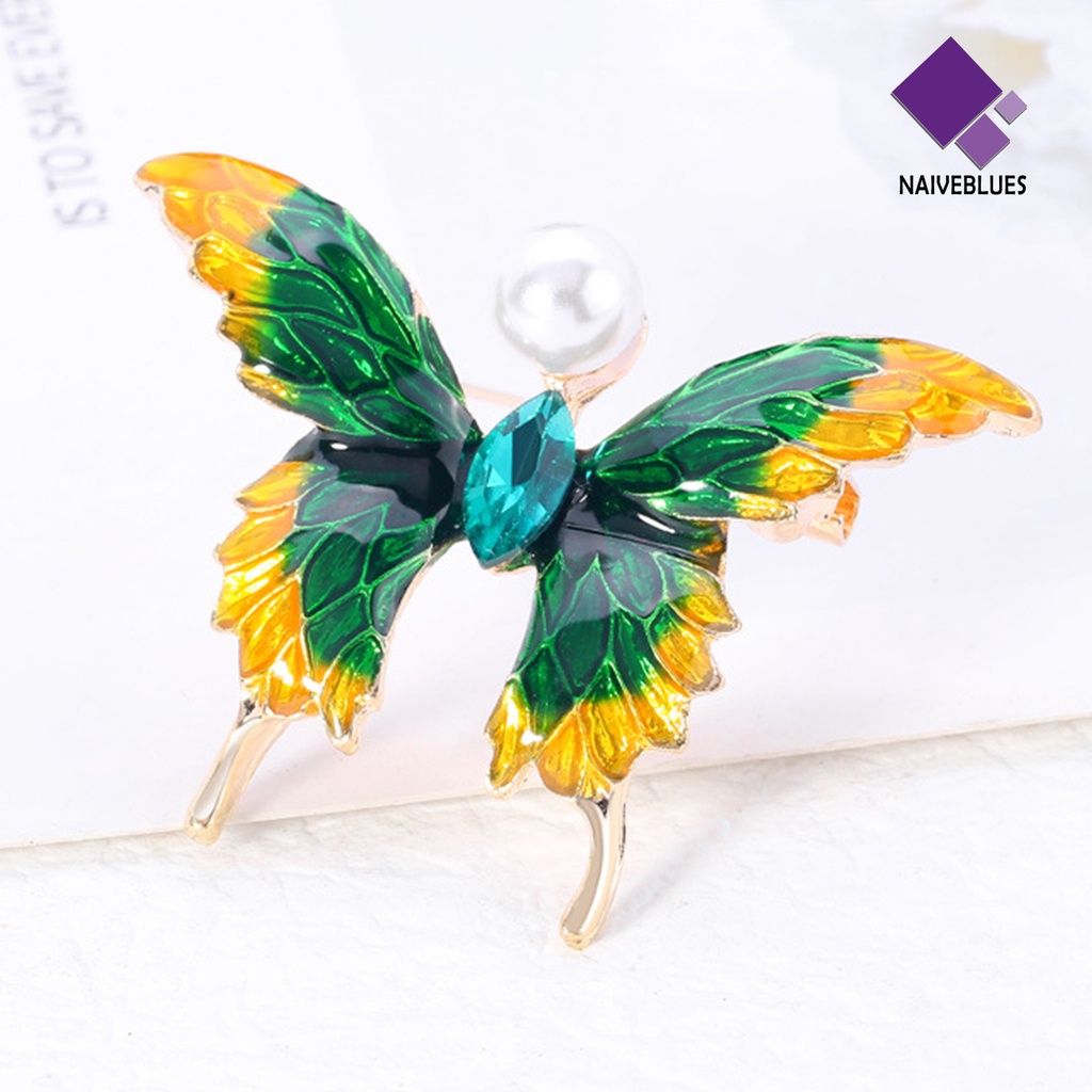 &lt; Naiveblues &gt; Bros Pin Bright Luster Fashion Penampilan Faux Butterfly Shape Pakaian Bros Hadiah Untuk