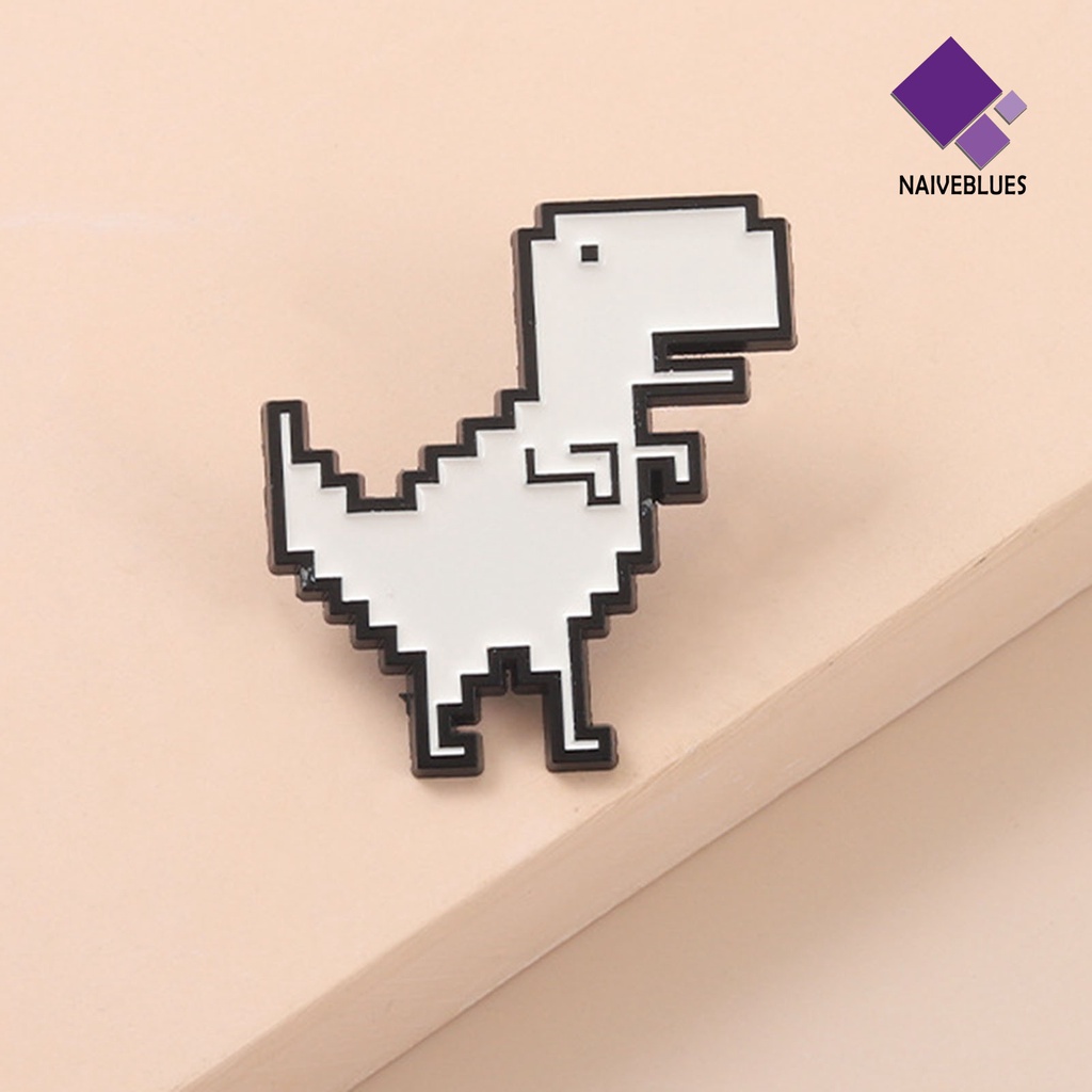 &lt; Naiveblues &gt; Bros Dinosaurus Retro Pixel Geometris Pin Dinosaurus Putih Aksesoris Elegan Lencana Hewan Yang Indah