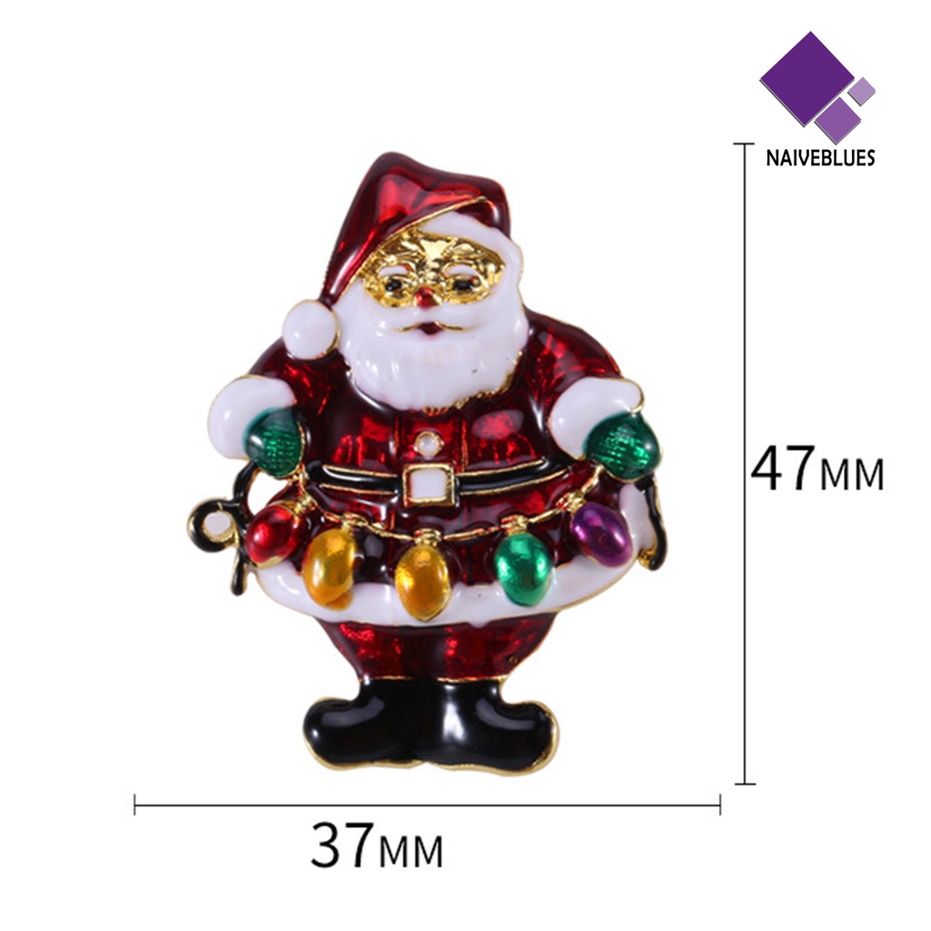 &lt; Naiveblues &gt; Bros Natal Multicolor Meriah Gambar Kartun Shiny Hias Enamel Claus Breastpin Hadiah Fashion