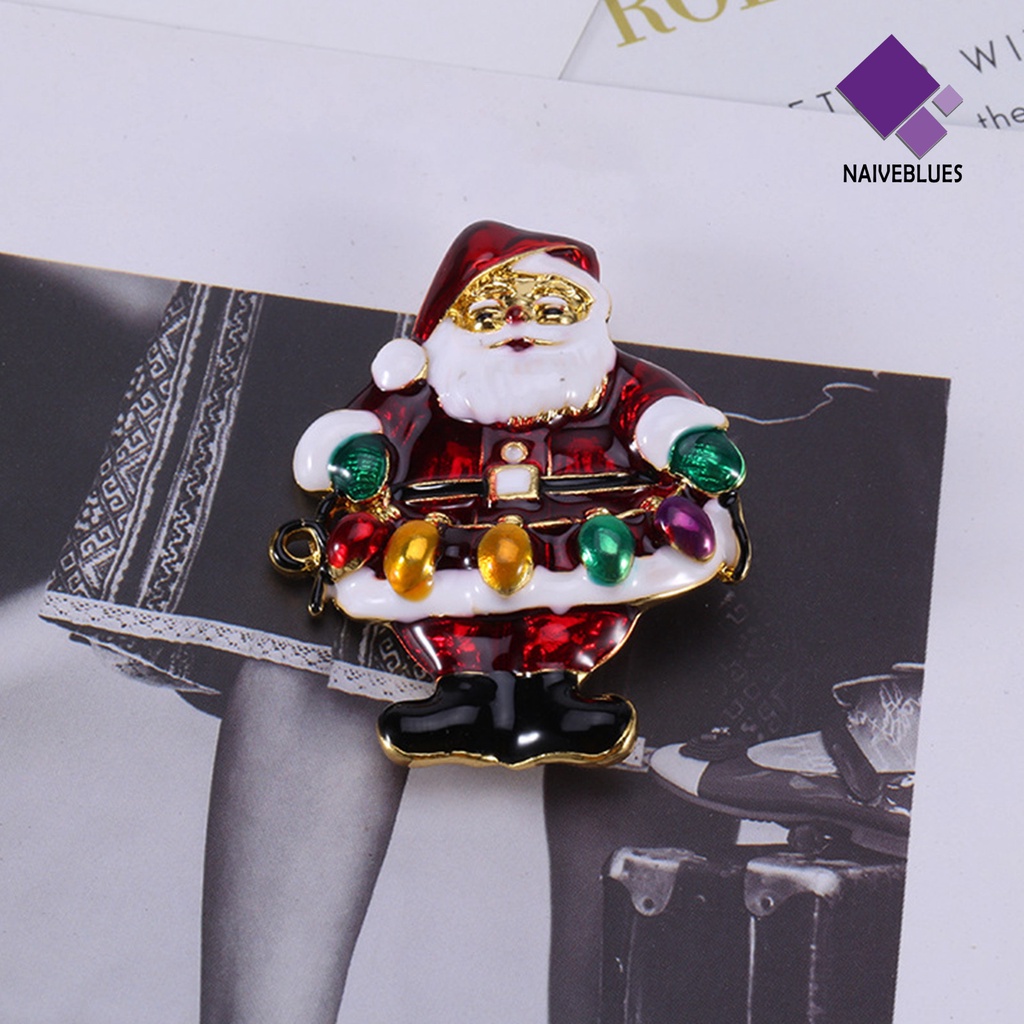 &lt; Naiveblues &gt; Bros Natal Multicolor Meriah Gambar Kartun Shiny Hias Enamel Claus Breastpin Hadiah Fashion