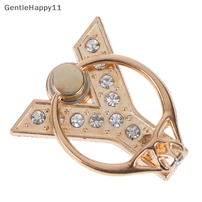 Gentlehappy Berlian Logam Huruf Jari Cincin smartphone stand holder Handphone holder id