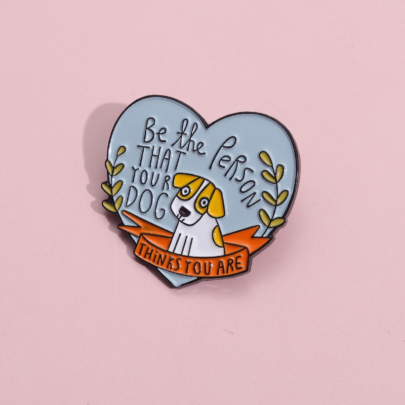 Lucu Berpikir Anda Enamel Pin Lucu Jantung Anjing Bros Lencana Kerah Pin Kartun Hewan Perhiasan Aksesoris Hadiah Untuk Teman