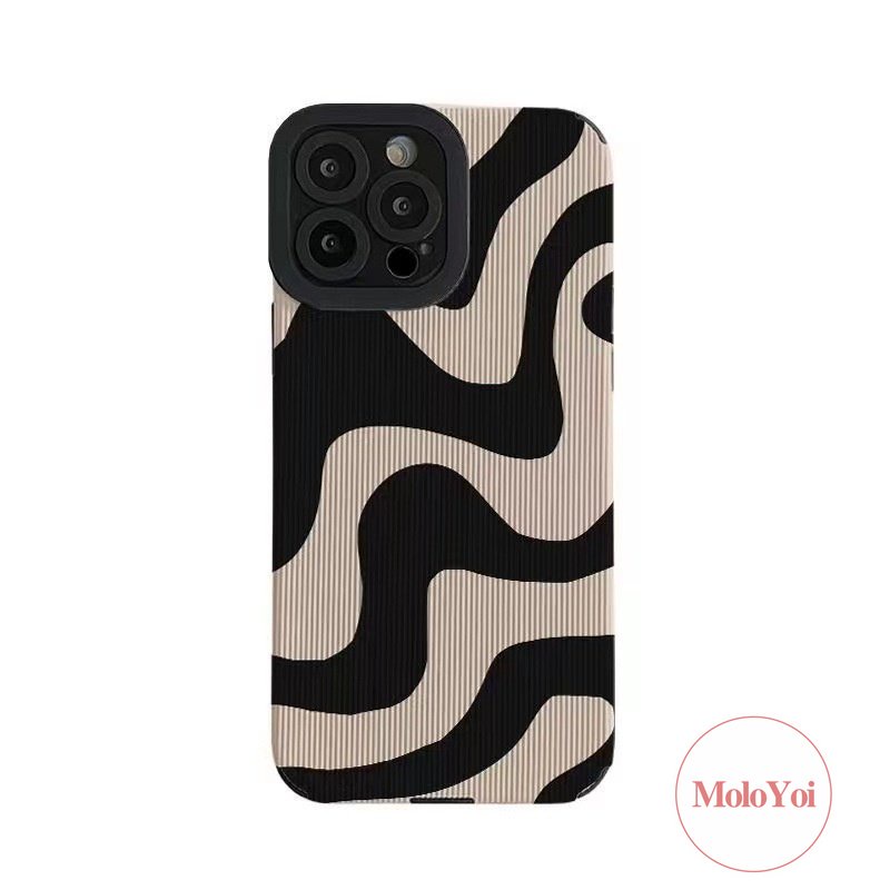 IPHONE Stiker Tekstur Pola Garis Zebra Gaya Eropa Dan Amerika Case Kompatibel Untuk Iphone7 8 Plus11 14 13 12 Pro MAX XR X XS MAX 7Plus Kulit Mewah Lembut Ponsel Cover