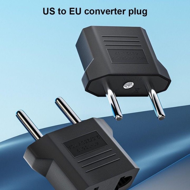 1pc Portable Praktis 6A US To EU ABS Plastik Charger Converter 4/4.8mm Pin Premium Ringan Travel Charger Plug Adapter