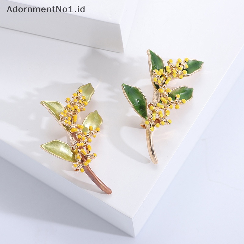 [AdornmentNo1] Wanita Bros Romantis Osmanthus Cabang Bros Kerah Pin Aksesoris Hadiah Jas Pakaian Pin Perhiasan Hadiah [ID]