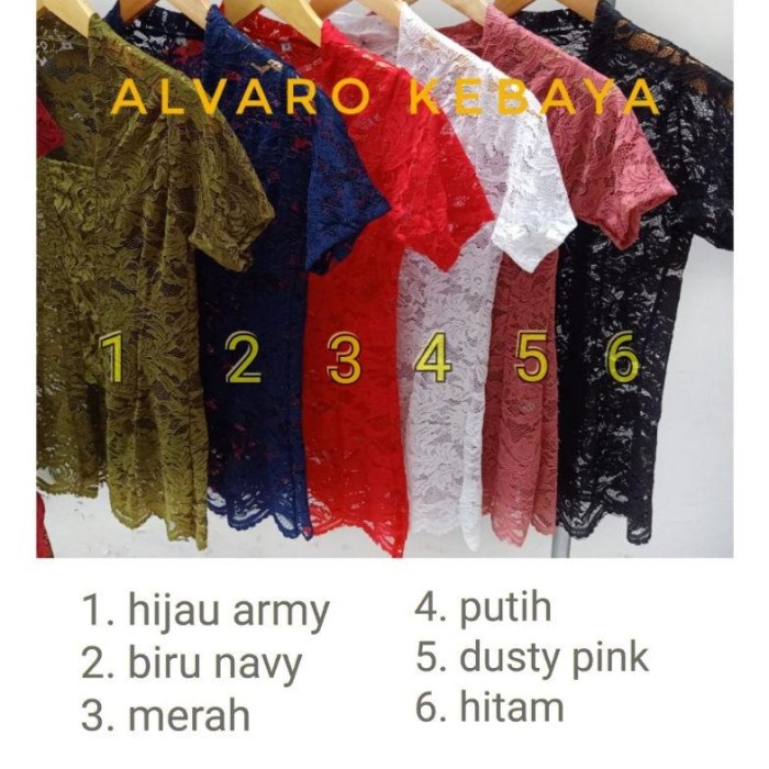 

kebaya kutubaru brokat halus strait melar lengan pendek modis best - Hitam, M