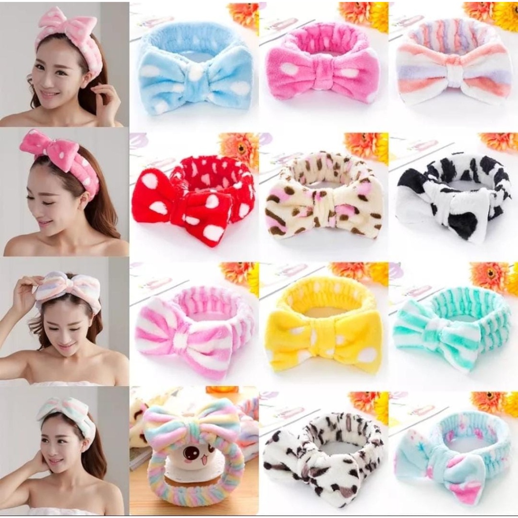 BANDANA BANDO RAMBUT HEADBAND PITA BESAR CUCI MUKA MAKEUP FASHION KOREAN STYLE  BULU SANGAT LEMBUT HALUS