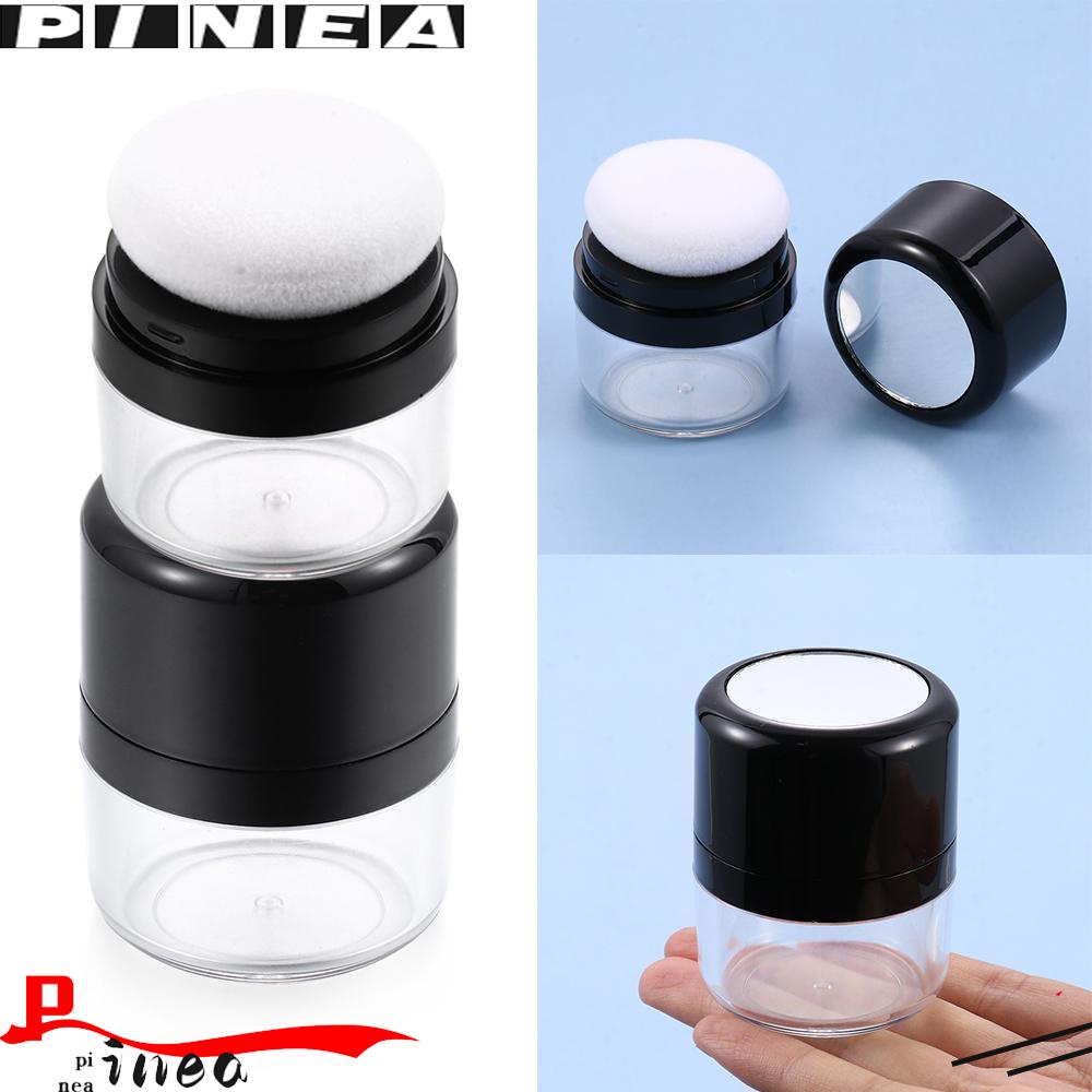 Kotak Bedak Tabur Portable Motif Nanas Dengan Spons Puff Bentuk Jamur