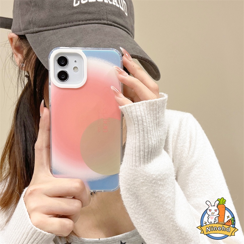 Casing Kompatibel untuk iPhone 14 13 12 11 Pro Max X Xr Xs Max 8 7 Plus SE 2020 Ins Seni Geometris Halo Pewarna Casing Ponsel Tahan Guncangan Silikon Soft Case Penutup Pelindung Lensa Lubang Besar