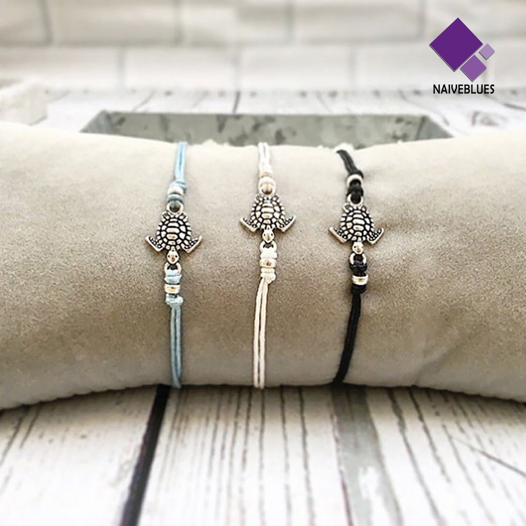 &lt; Naiveblues &gt; 3Pcs Liontin Kura-Kura Wanita Mix Warna Gaya Anklet Foot Untuk Pesta