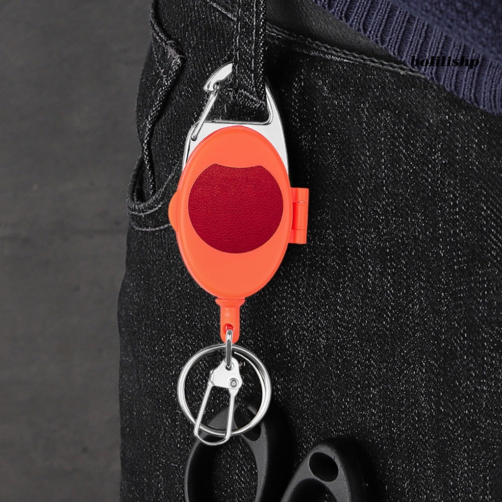 Bo-badge Reel Gantungan Kunci Ditarik Tali Nilon Snap Hook Anti-lost Mini Alat Pancing Kait Pemegang Gantungan Kunci Perlengkapan Luar Ruangan