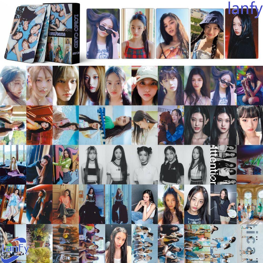 Lanfy Lomo Card Set Mainan Anak Perempuan Kado Ulang Tahun 55pcs/Set Album Card Le Sserafim Unforgiven Idol Cetak Foto Hd Kartu Newjean Lomo Card