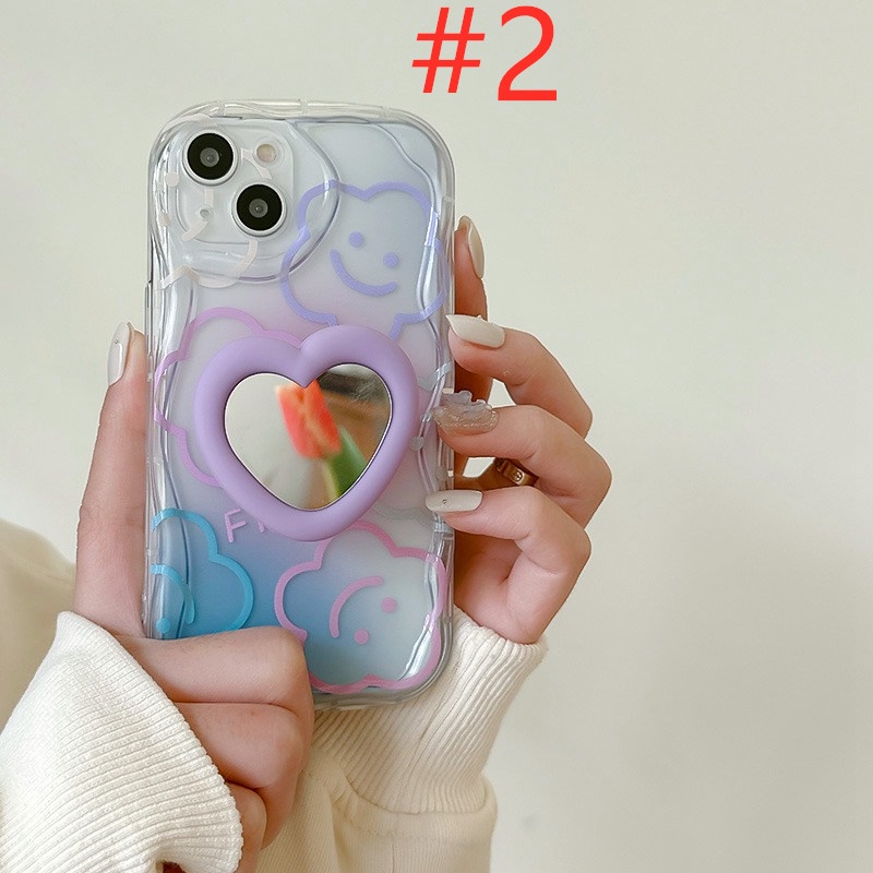 Popsocket Cute Strawberry Bunny Flower Smile Clear Wave Soft Case HP iP iPhone X XS XR 11 12 13 14 Pro Max Woman Girl FTD Casing Apple