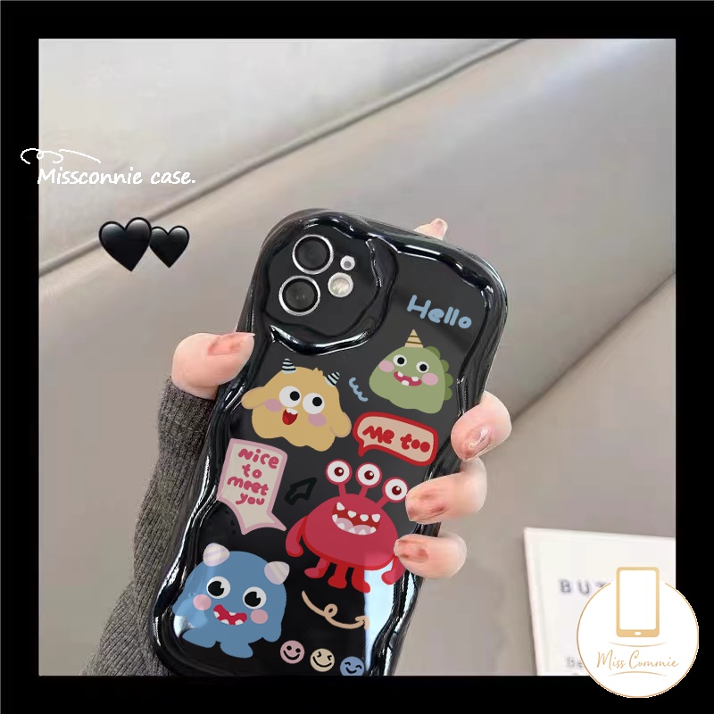 Untuk Redmi 9A 10 A1 9T 10A A2 9 10C 9C NFC Redmi Note 11s 8 11 10s 9 12 10 Pro Max 10Pro POCO M3 Jiwa Lucu Hantu 3D Wavy Curved Edge Glossy Monster Kecil Lucu Tpu Soft Cover