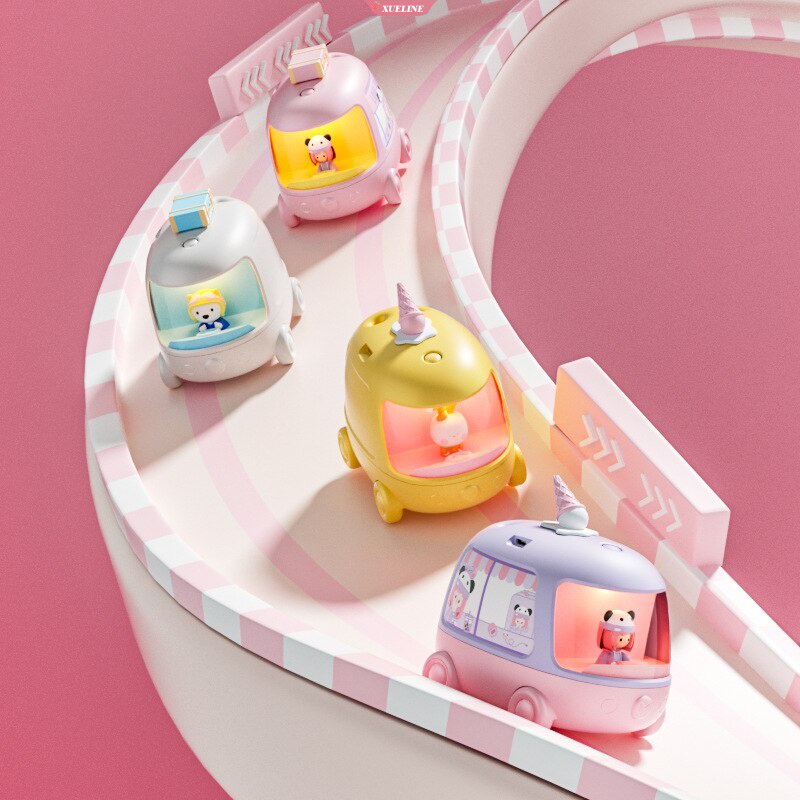 New Kawaii Humidifier KT Cat Cinnamoroll Double Decker Bus Anime Figure Lampu Malam Tanpa Kawat Mute Cegah Kekeringan Hadiah Anak Lucu [ZXL]