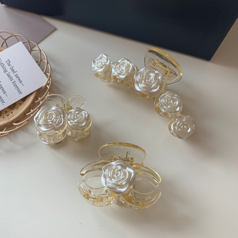 Jepit Rambut Bunga Wanita Gaya Korea Fashion Mawar Camellia Warna Transparan Hair Clip Import - SG