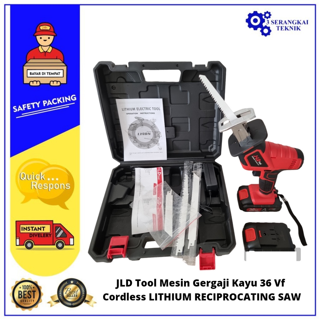 JLD Tool Mesin Gergaji Kayu 36Vf Cordless LITHIUM RECIPROCATING SAW