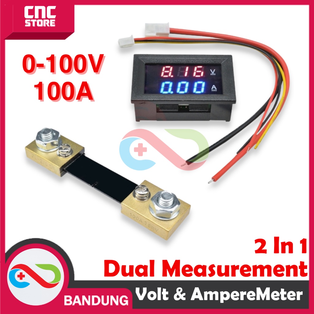 DUAL MINI VOLTMETER 100V AMPEREMETER DIGITAL 100A PLUS RESISTOR SHUNT