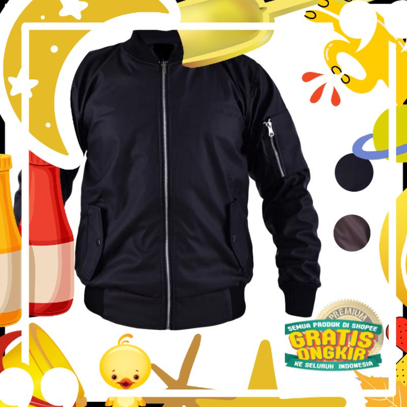 Jaket Kulit Model Bomber Pria BKR 015 Polos Distro Premium Cowok keren Original Anti air Motor laki 