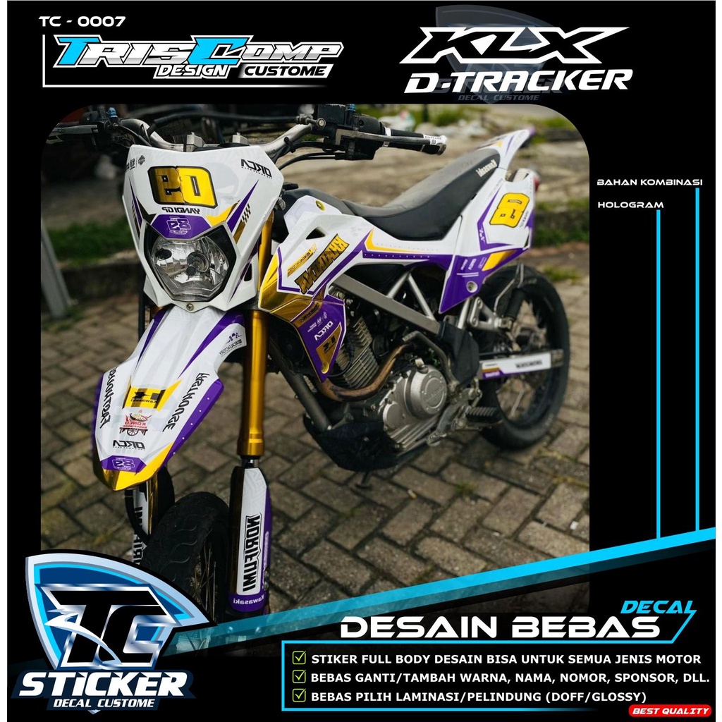 Stiker Decal  KLX 150 BF / DTRACKER Fullbody KOMBINASI GOLD Desain Bebas - Decal Sticker Motor Cross