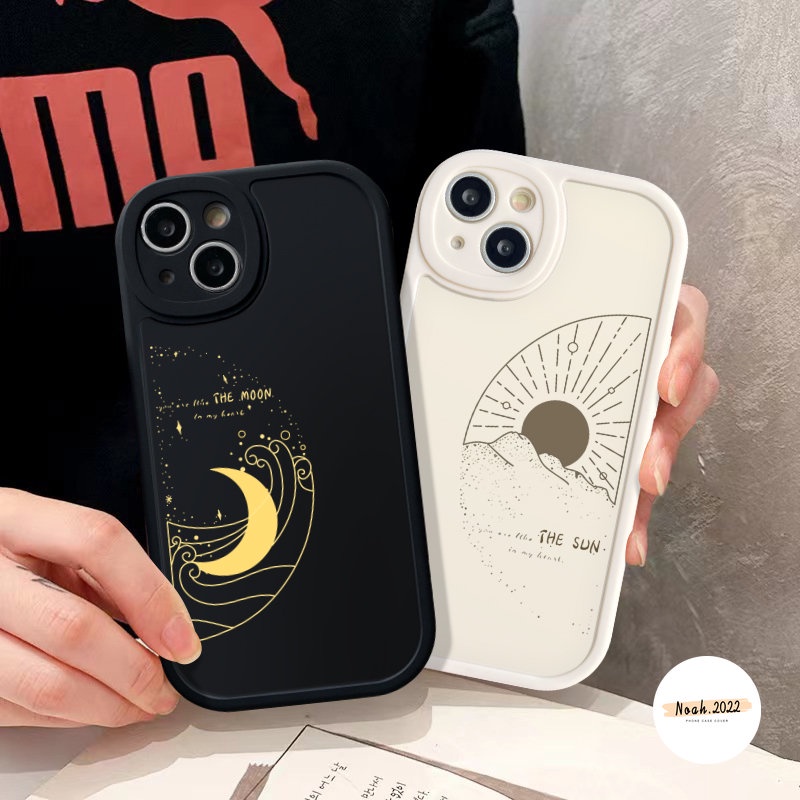 Soft Couple Case Redmi 12C 9A 10A A1 9 10 9T 9C 10C K40s POCO M3 F4 X3 NFC Pro Redmi Note11 10 9 11Pro+10s 11s 10Pro 8Pro 9Pro 9s Mi 11Lite Simple The Moon Sarung Matahari