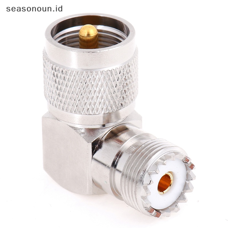 Seasonoun UHF SO-239 Female to UHF PL-259 Male Right Angle Konektor RF 90derajat.