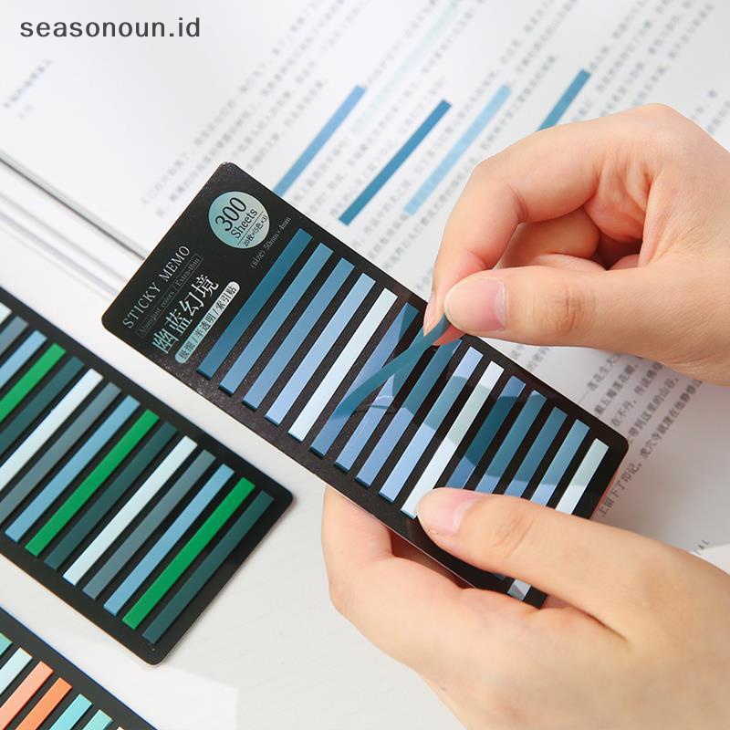 Seasonoun 300lembar Indeks Warna Hujan Memo Pad Extra Tipis Lengket Neon Transparan Note Index Stiker Label Perekat Perlengkapan Sekolah Kawaii Stationery.