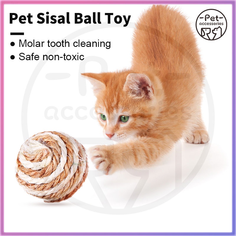 mainan hewan peliharaan kucing bola rajutan, bola untuk cakar kucing pelengkapan kucing peliharaan