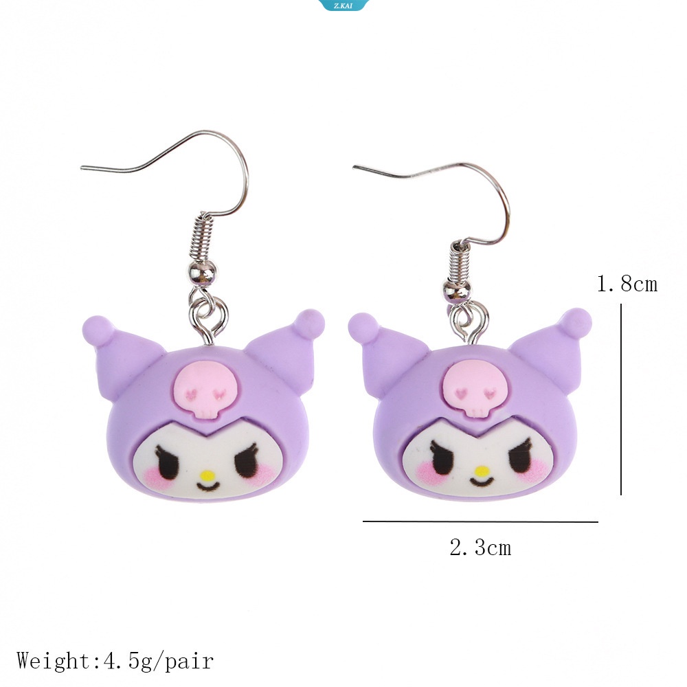 Sanrio Anime Cinnamoroll Kuromi My Melody Pochacco Pom Pom Purin Kawaii Sederhana Menyenangkan Lucu Kartun Hewan Anting Girly Heart Ear Hook Earrings Hadiah [ZK]