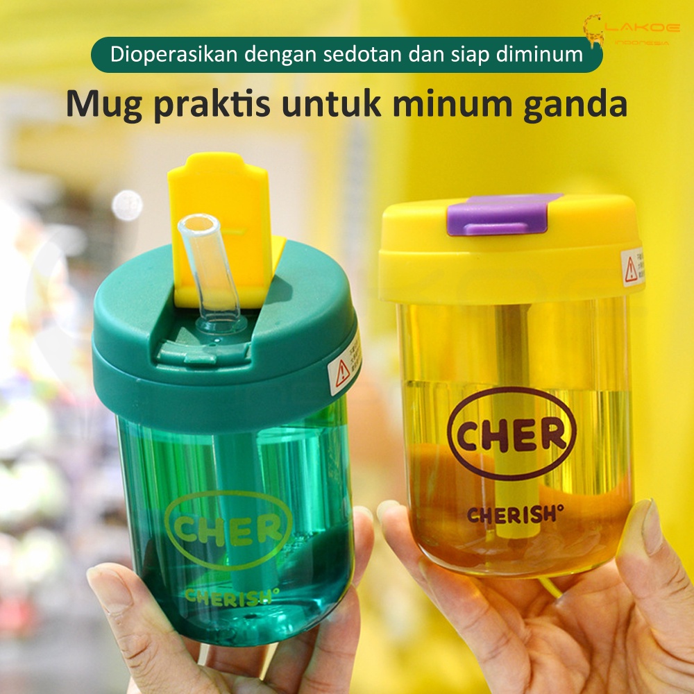 LAKOE  Botol Minum Cher Portable Anti Bocor/botol minum anak Sedotan botol 300ml/botol minum anak