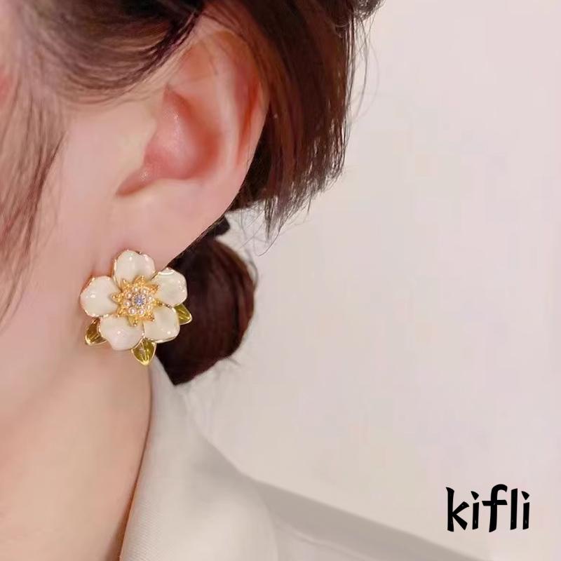 [KD] Perak Jarum Mutiara Bunga Anting Temperamen All-match Wanita Earring