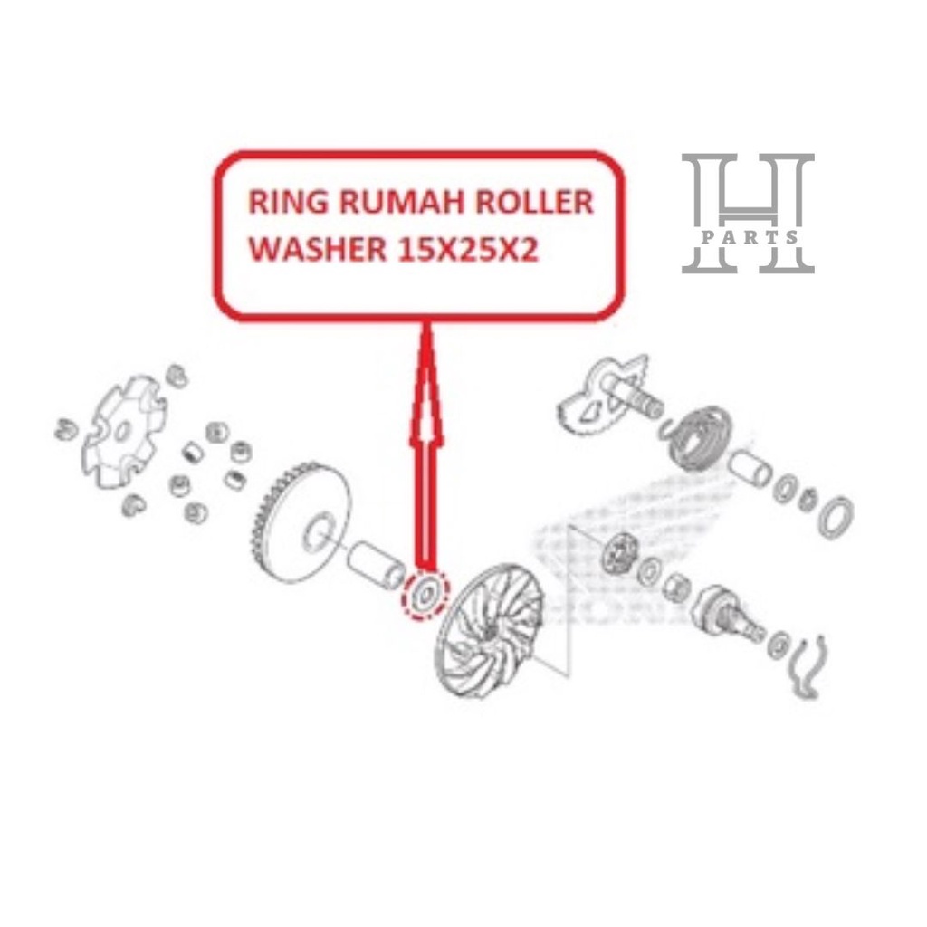 RING RUMAH KIPAS ROLLER WASHER 15X25X2 BEAT POP ECO STREET SCOOPY VARIO 110 FI ESP 22103-K44-V00 ORIGINAL HONDA HGP AHM