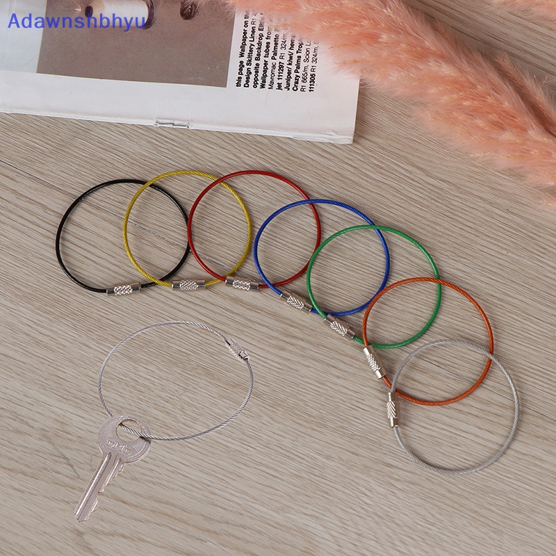 Adhyu 5pcs Gantungan Kunci Kawat Stainless Steel Outdoor Hiking Camping Cable Rope Keyring ID