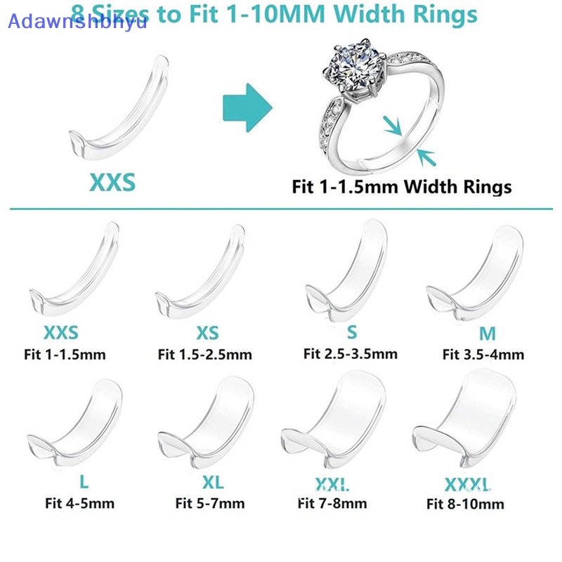 Adhyu 8ukuran Silikon Invisible Clear Ring Size Adjuster Mengencangkan Pengecil Alat Perhiasan ID