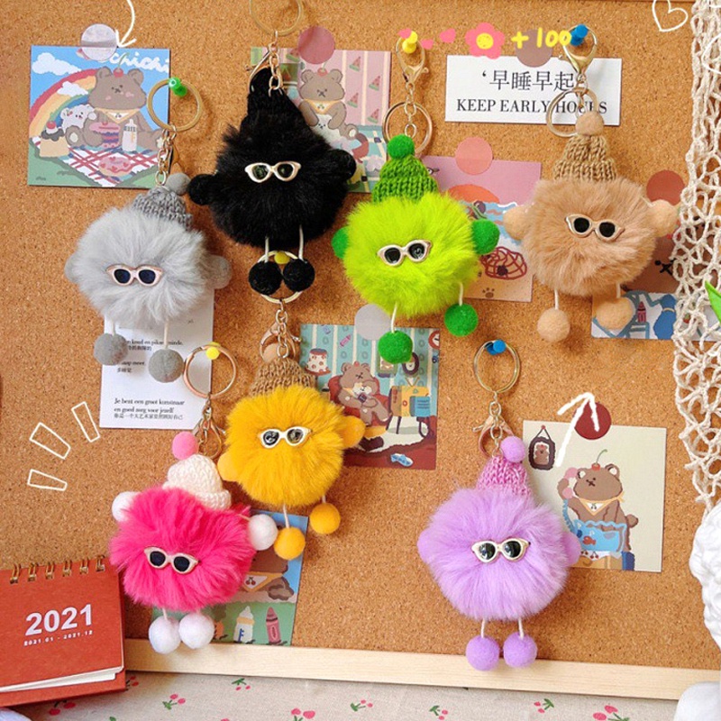 Gantungan Kunci Bulu Kelinci Rex Mini Gantungan Kunci Berbulu Pernak Pernik Pom Pom Keychain Trinket Pompon Gantungan Kunci