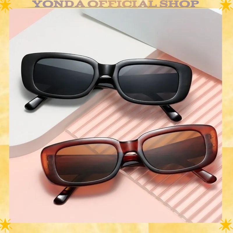 New - Kacamata hitam pria wanita motif oval panjang sunglasses korean style