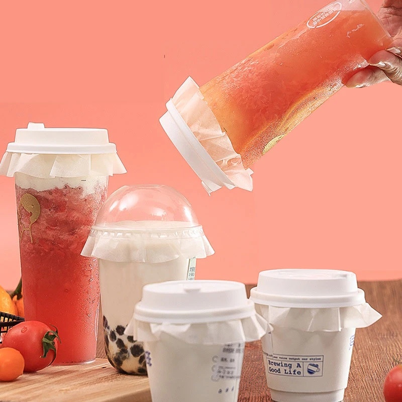 Paking Anti Tumpah Kopi Filter Botol Anti Bocor Kertas Saring Sealing Paper Film Cup Teh Coffee Pads Milk Sealer Round Films 100lembar Disposable Round Leak Proof Paper Films