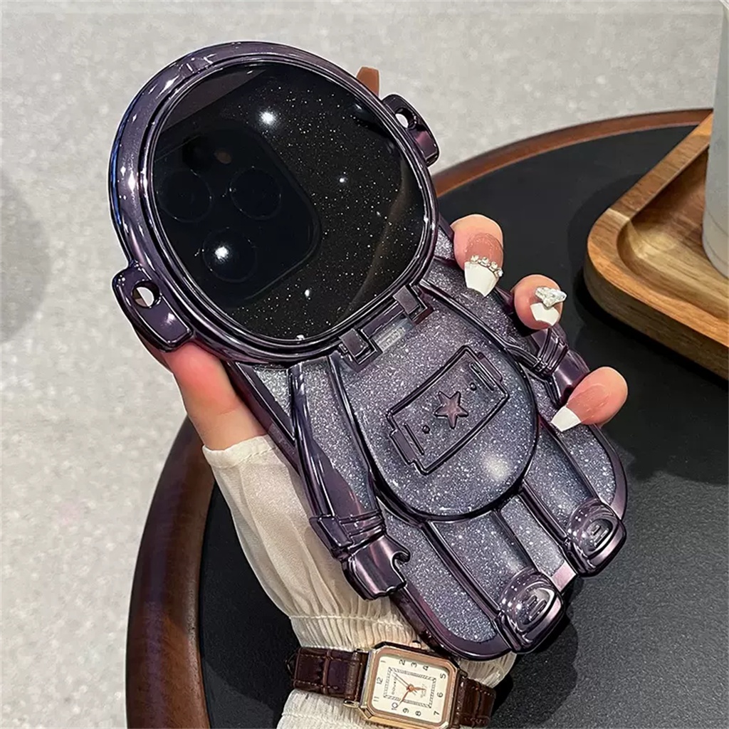 Astronot stand case iPhone 14 Pro Max Case13 12 Pro Max case iPhone 11 Pro Max14 plus case Kamera Perlindungan Lensa shock protection Kedip TPU Lembut Belakang