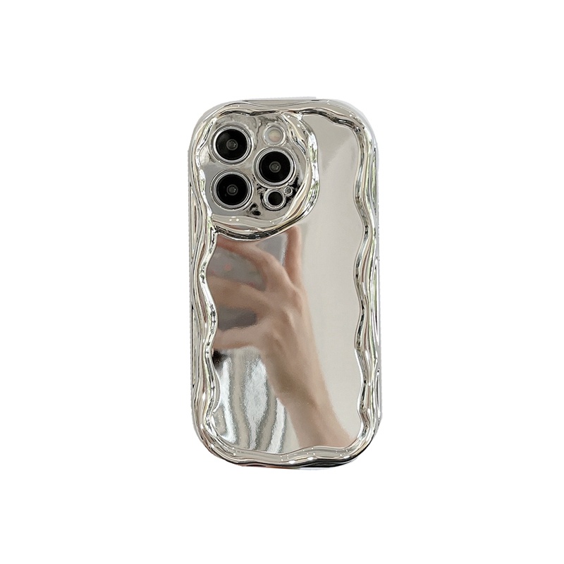 Silver Cream Mirror Soft Case IPhone 6S 7 Plus 8 Plus X XS XR XS Max 11 13 12 14 PRO Max 14 Plus Phone Case for Women Girl