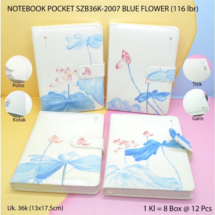 

buku notebook magnet motif blue flower satuan -zilong