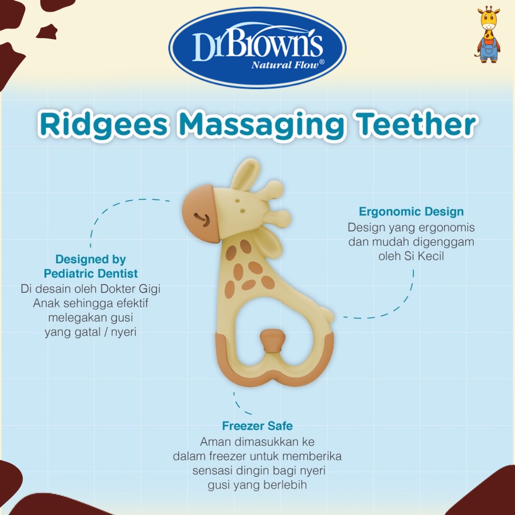 Dr. Brown's Ridgees Massaging Teether Giraffe Gigitan Bayi 3m+