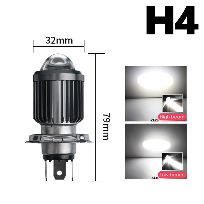 LAMPU LED LASER D2 HIGH LOW LED H4 H6 BA20D 12-24V LASER D2 LED UTAMA - H6 PUTIH-PUTIH
