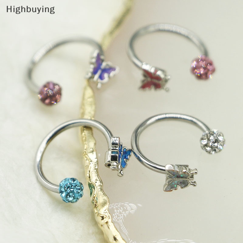 Hbid 1Pcs Butterfly Lip Ring Stainless Steel Lip Labret Horseshoe Ring Body Jewelry Pircing Labret Vertikal Glory