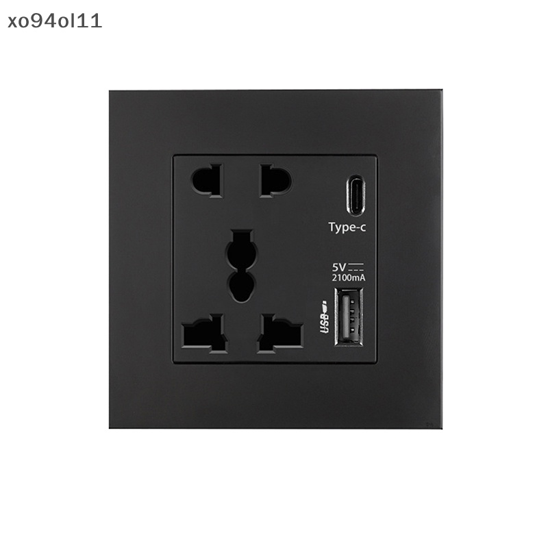 Xo Power 2100MA Stop Kontak USB Panel Kaca Kristal 13A UK Wall Type C Interface Socket OL