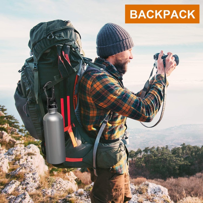 Outdoor Hitam Perak Kualitas Tinggi Berkemah Mendaki Gunung Carabiner Kait/Botol Air Portabel Paduan Aluminium Gantungan Kunci Gesper