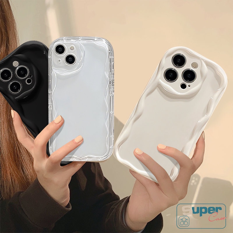 Untuk Samsung A50 A14 A12 A13 A04s A50s A04 A30s A32 A11 A21s A23 A24 A51 A03s A03 A10s A52 A52s A31 A20 A02s A30 A20s Warna Solid 3D Bergelombang Lengkung Tepi Cat Air Sederhana Tpu Soft Case