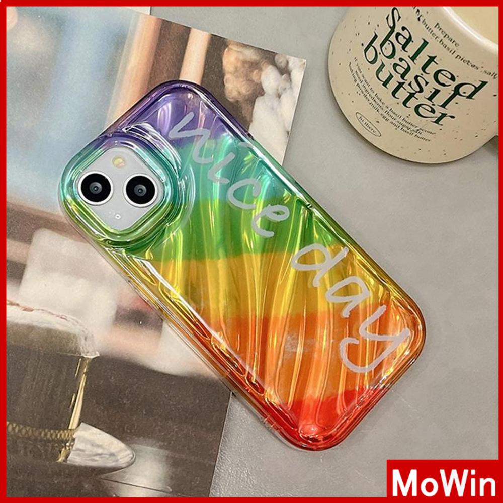 For iPhone 14 Pro Max iPhone Case Laser Reflective Clear Case TPU Soft Case Airbag Shockproof Rainbow English Compatible with iPhone 13 Pro max 12 Pro Max 11 xr xs max 7Plus 8Plus